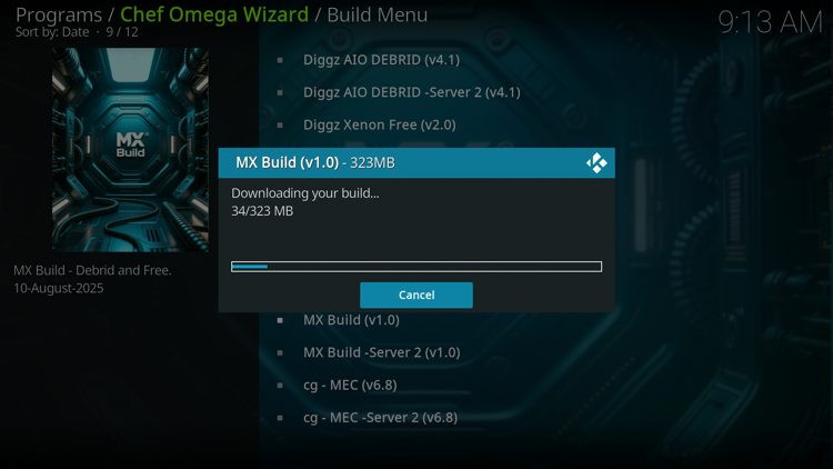 Wait for the build to install.