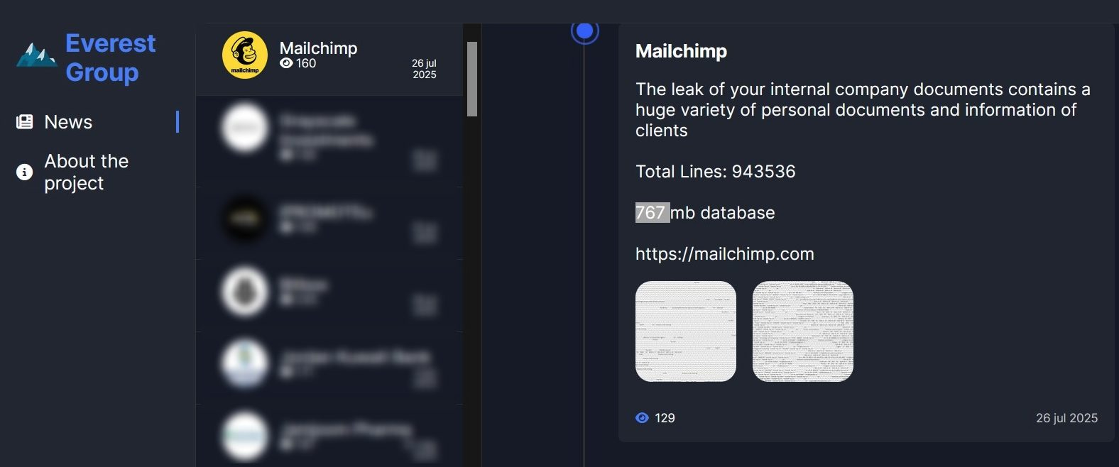 Everest Group's Dark Web Leak Site