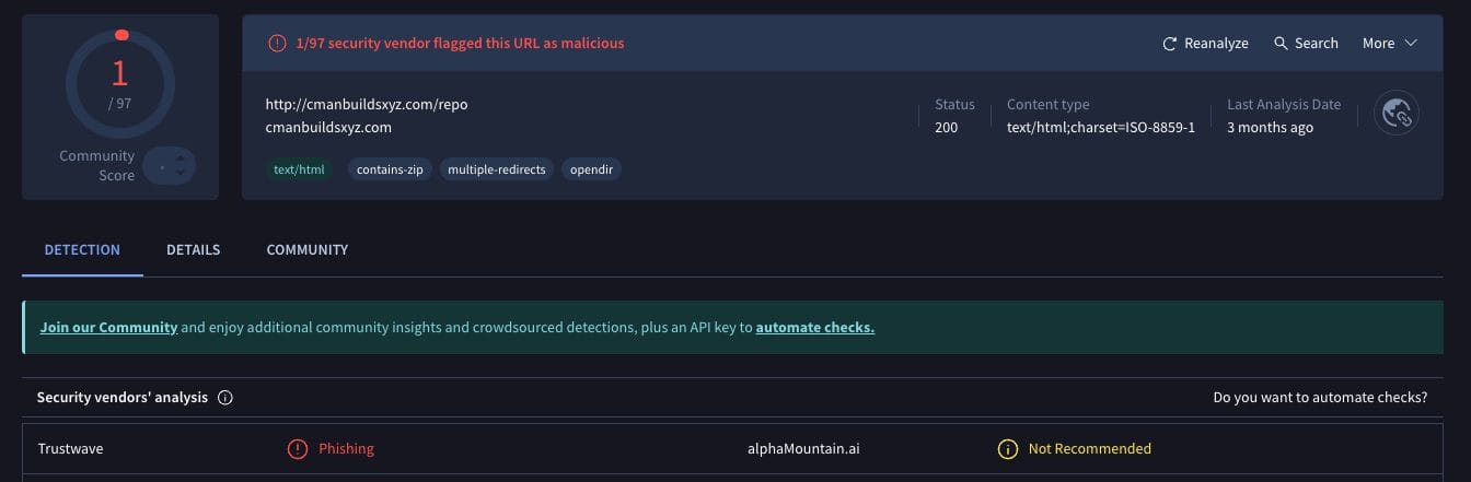 NeoFlix Kodi Addon VirusTotal Scan
