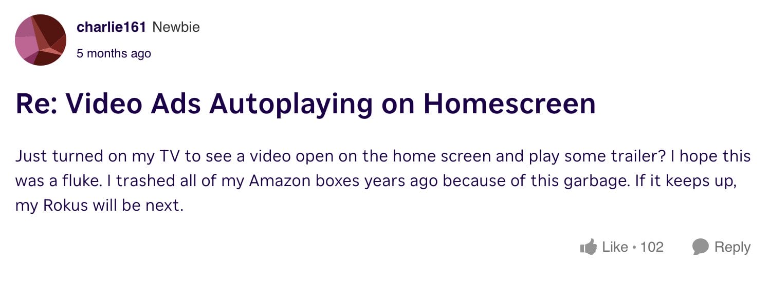 Comment from Frustrated Roku User