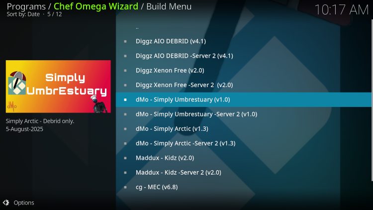 select simply umbrestuary kodi build