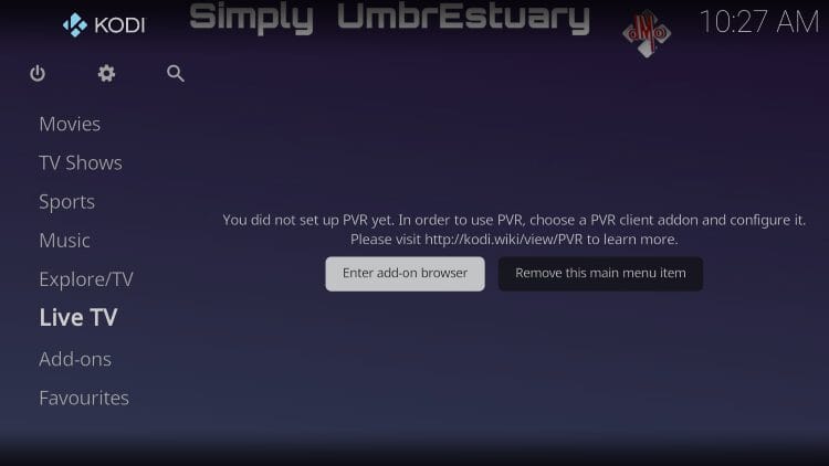 Live TV in Simply Umbrestuary Build