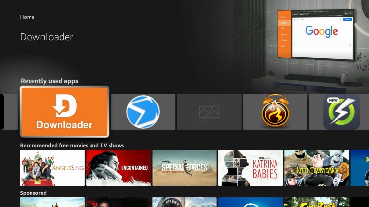 launch the downloader to install the TV Garden application