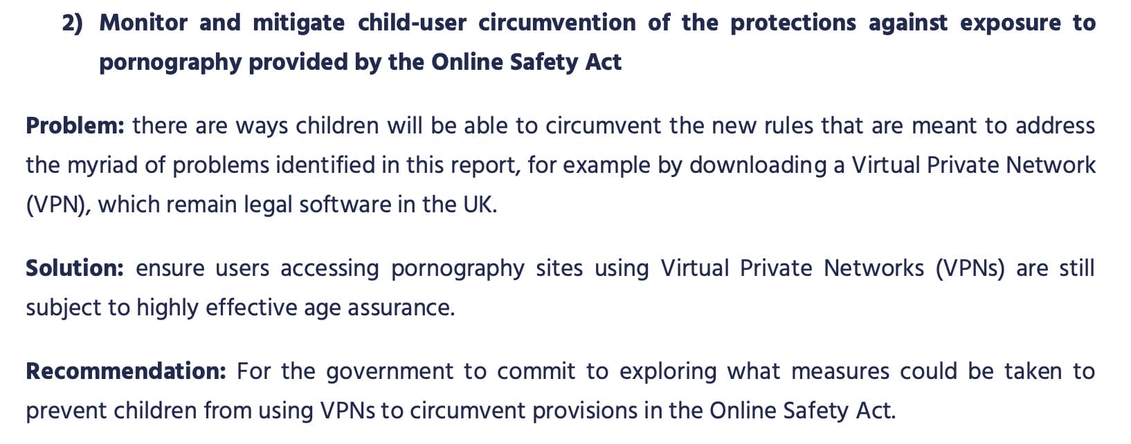 Note on VPNs