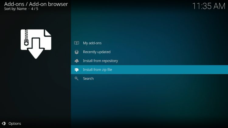 Select install from zip file.