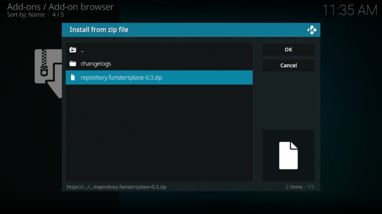Select the zip file URL - repository.funstersplace.zip