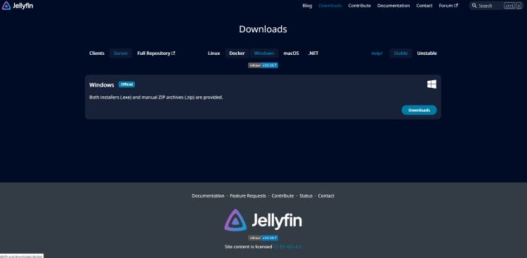 Choose operating system and download