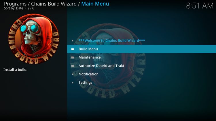 Select Build Menu.