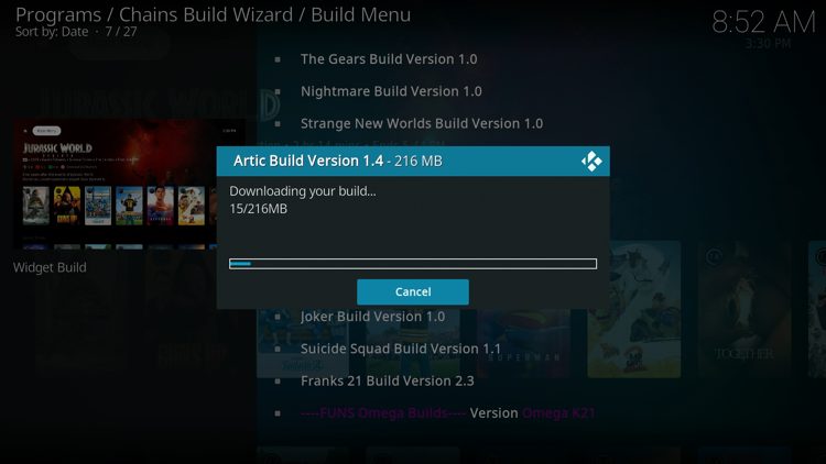 Wait for your build to download.
