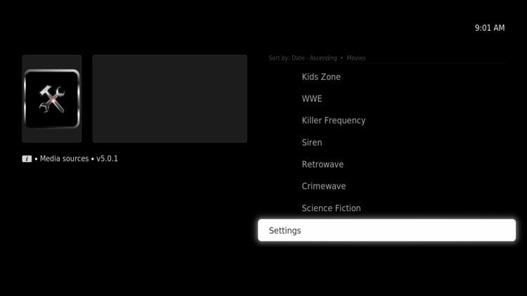 Click Settings.