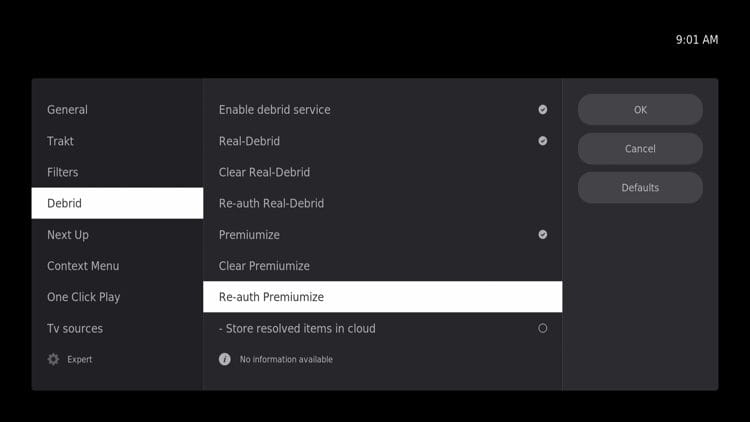 Hover over Debrid on the left menu and click re-auth Premiumize