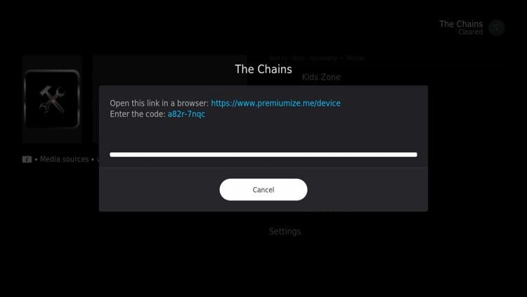 You are then provided with a Premiumize authorization code.