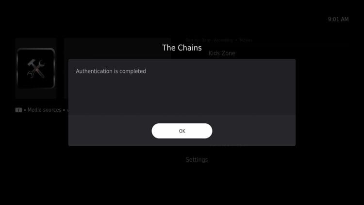 Return to Kodi and you should see a message that says 'Authentication is completed.' Your debrid service is now integrated for use.
