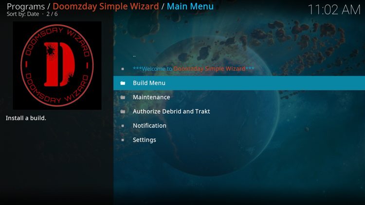 Select Build Menu.