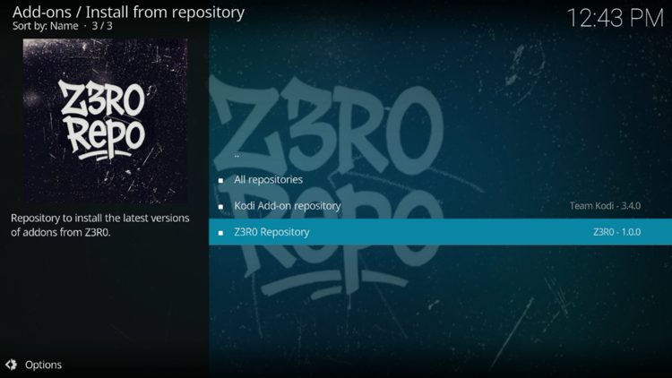 Then select Z3RO Repository