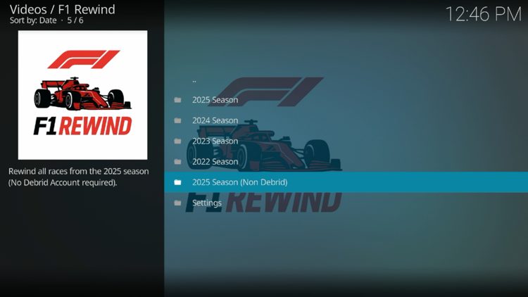 You have successfully installed the F1 Rewind add-on.