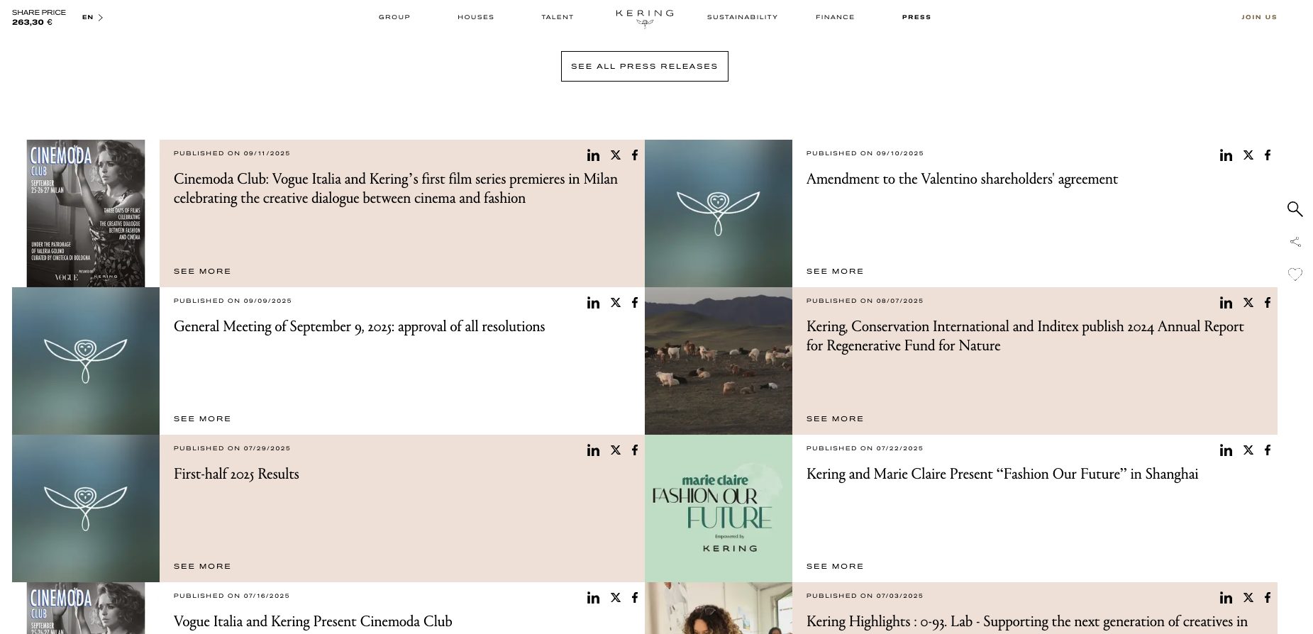 Kering Press Releases