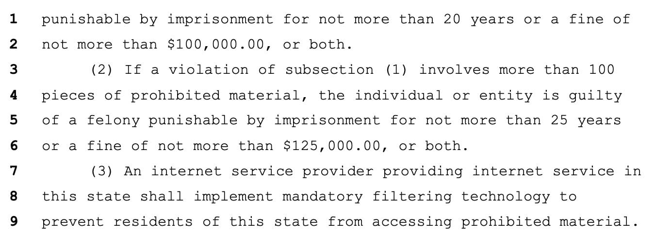 Details from Michigan's New Bill