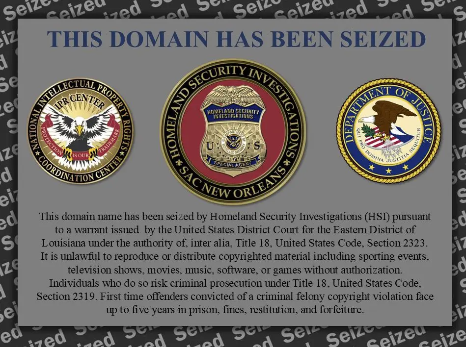 Domain Seizure Message