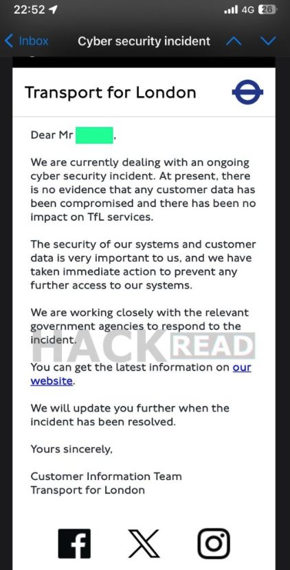 TFL Notification