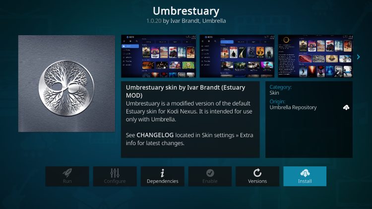 click install for umbrestuary
