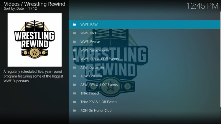 You have successfully installed the Wrestling Rewind add-on.