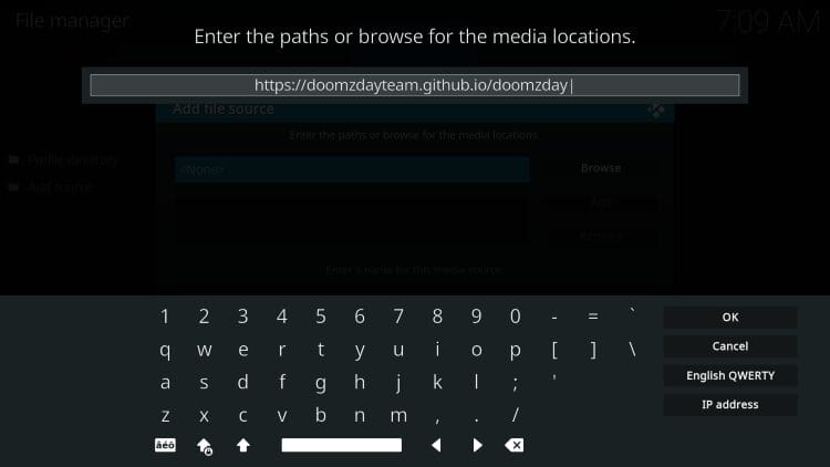 input doomzday repository url and click ok