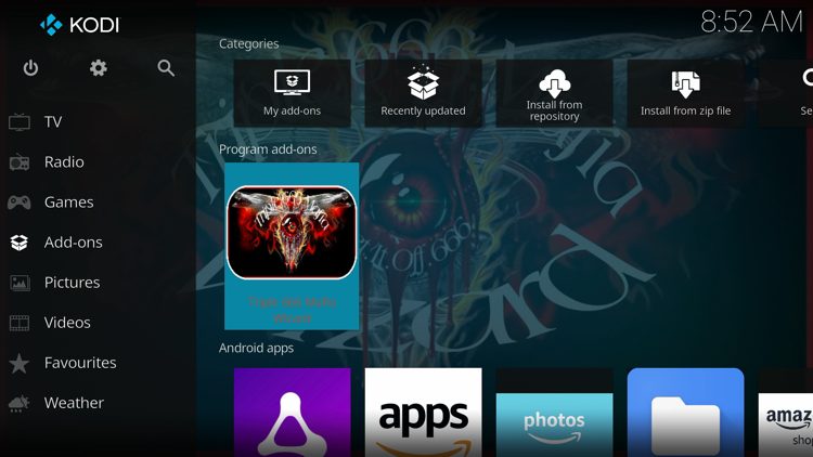 Return back to the home screen of Kodi, hover over Add-ons and click The 666 Mafia Wizard under Program add-ons.