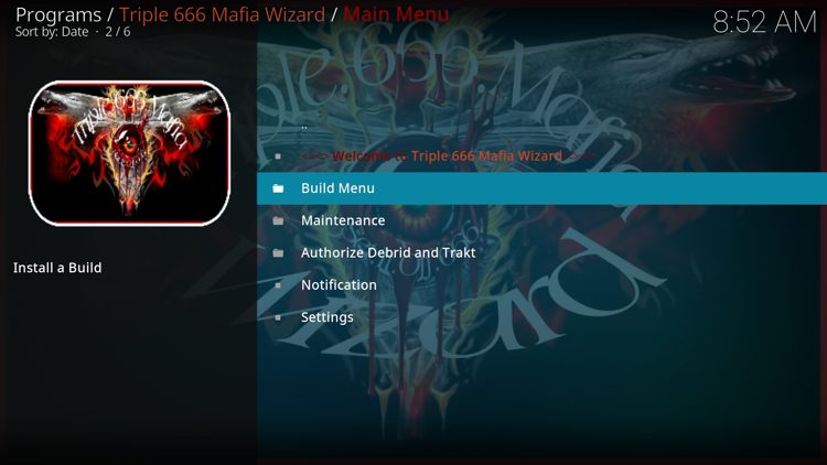 Select Build Menu.Ā