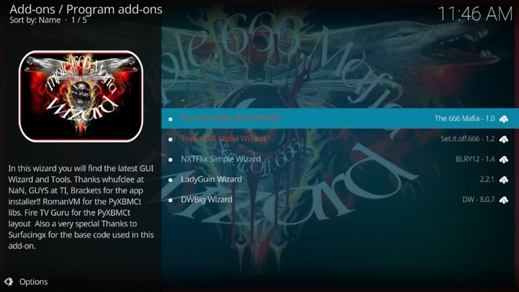 Open The 666 Mafia GUI Wizard.
