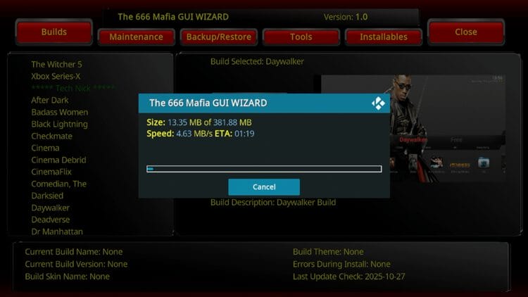 Wait for your build to download.