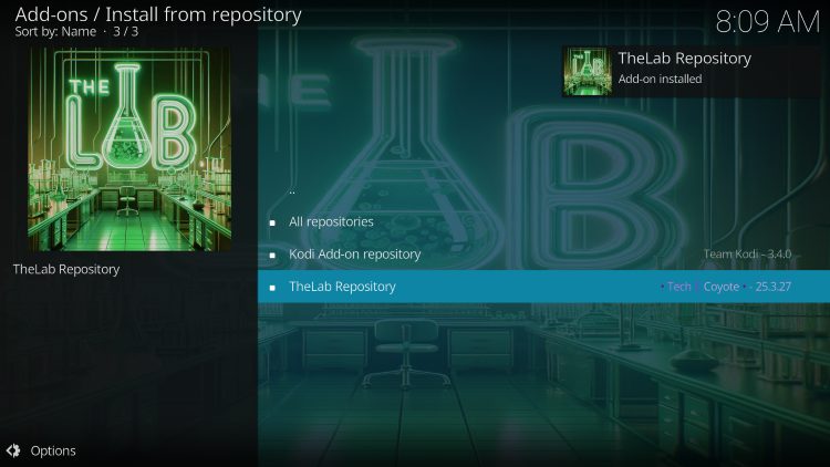 choose thelab repo for dream machine kodi