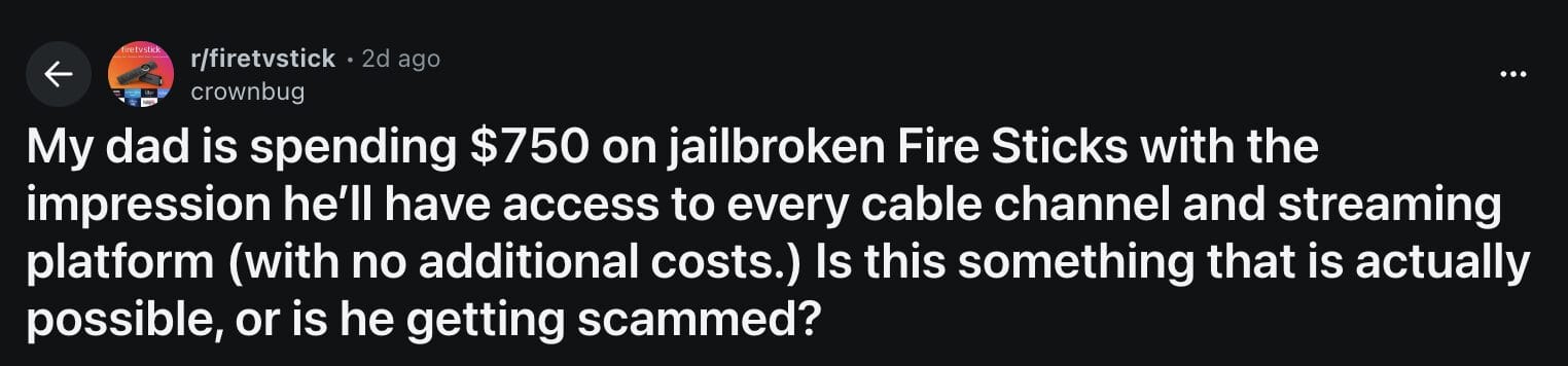 Reddit Thread on Jailbroken Firesticks