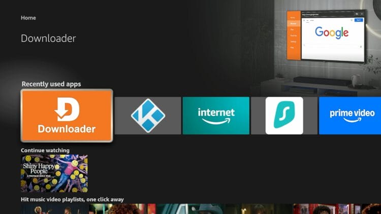 Open the Downloader app that we previously installed.