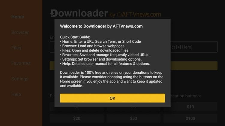When you see the welcome message, click OK.