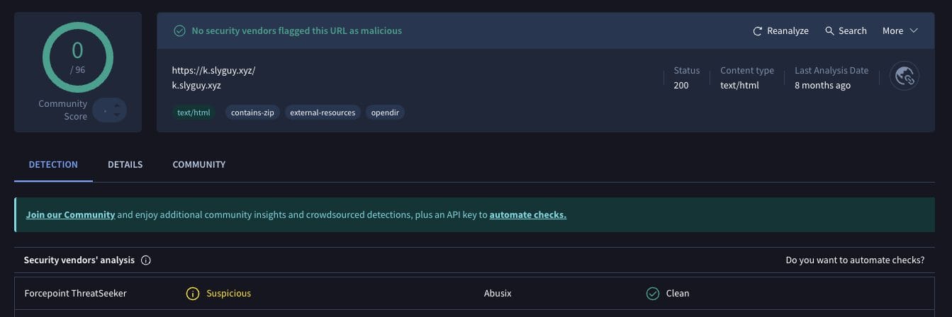 SlyGuy Kodi Repository VirusTotal Scan