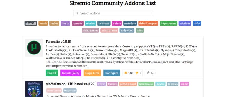 Community Addons List