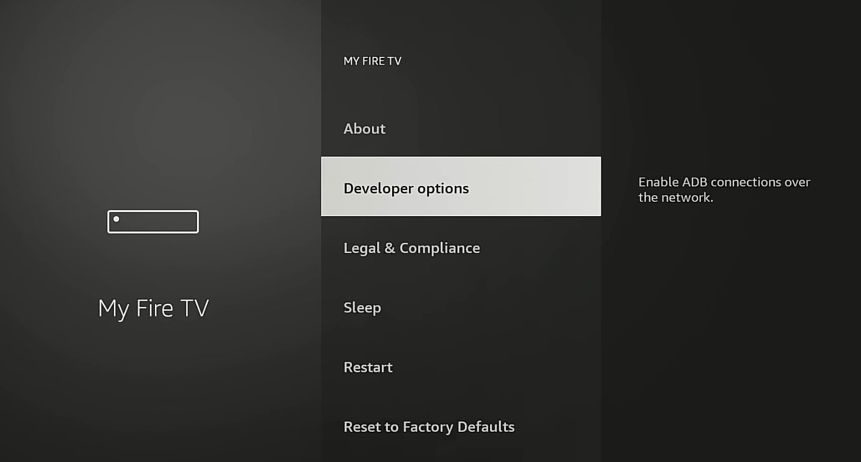 Click the back button and click Developer options.