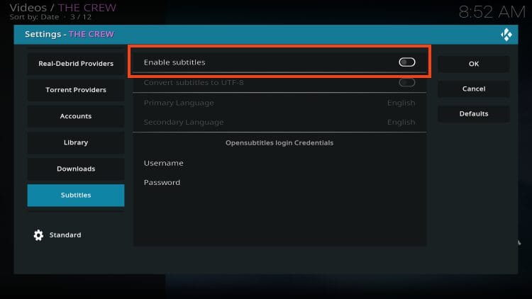 Enable subtitles