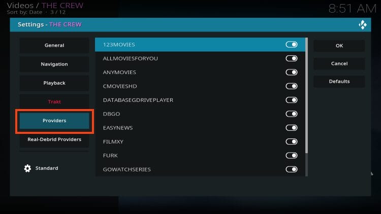 enable disable providers