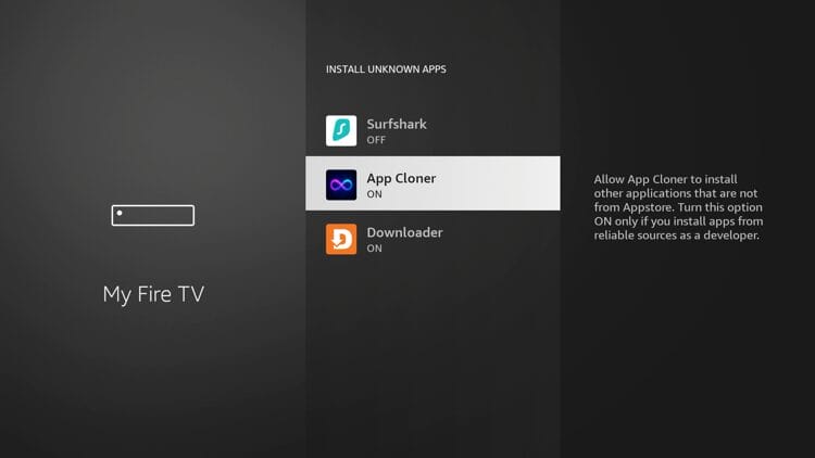 Make sure App Cloner is toggled ON.