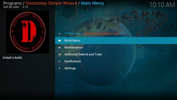 Select Build Menu.
