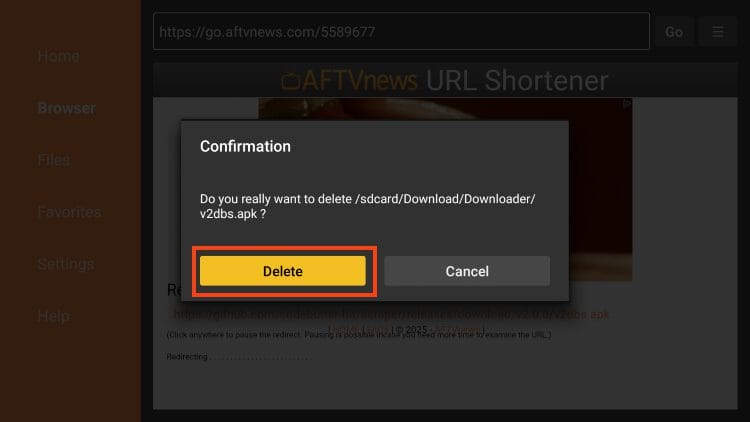 choose delete again