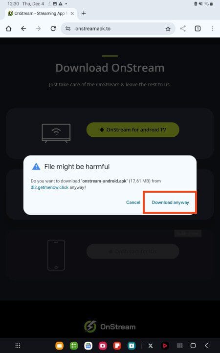 choose download anyway