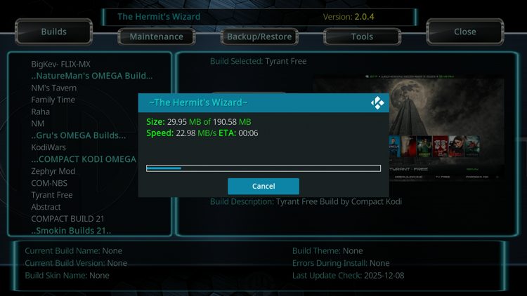 Wait for your build to download.