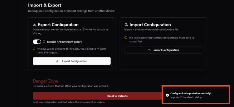 configuration success message