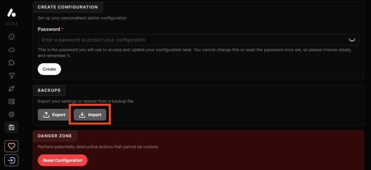 click import for aiostreams