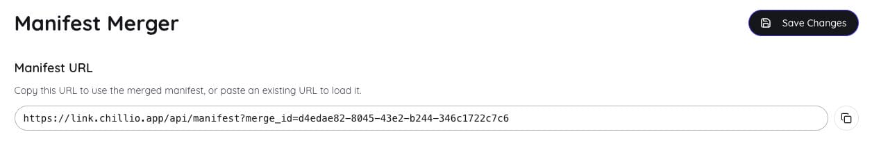 After doing this your "Manifest URL" will update automatically. Copy this URL for the next step.
