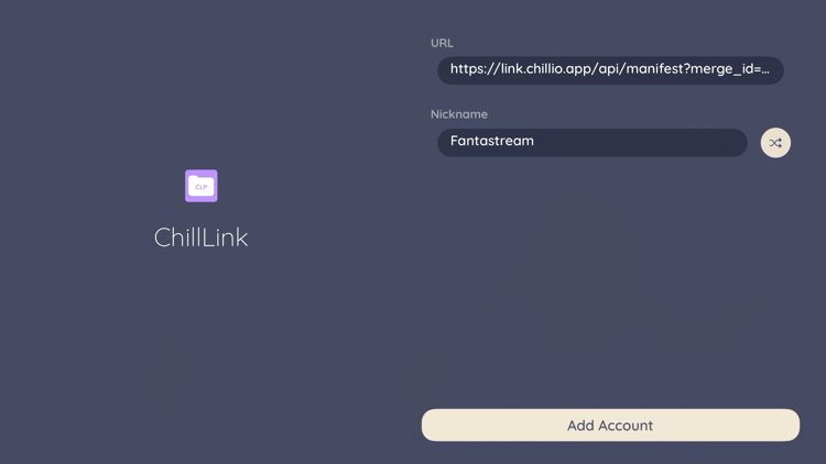 Paste that URL you copied from step 7 which is called your 'Manifest URL" and click Add Account.