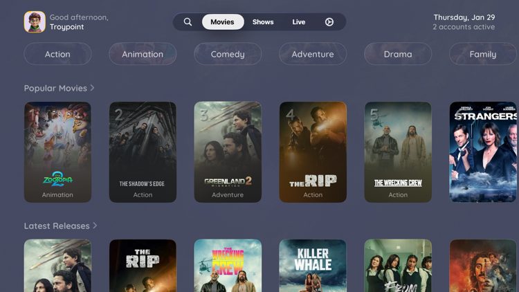 Now return back to the main screen of Chillio and you should notice on-demand movies and TV shows appear.